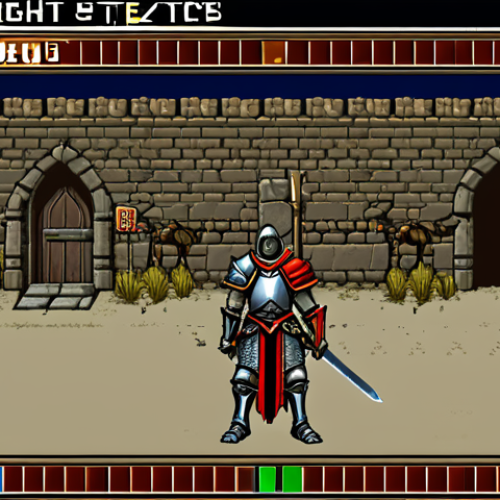 Home 11 Newbie Knight in Starting Area**
Prompt: A newbie human Knight, wearing basic armor, standing in a starting area filled with low-level monsters (e.g., goblins, skeletons). The UI of the Lineage game is visible, showing hotkeys and inventory. Retro game graphics style. Focus on the Knight's determined expression.
**