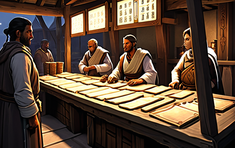 **
"A bustling Lineage marketplace scene. A player character, modestly geared but with determined eyes, carefully examines various enhancement scrolls on a vendor's stall. Adena pouches are visible, and other players with more elaborate equipment pass by, hinting at the gap between F2P and paying players. Emphasis on the details of the scrolls and the player's focused expression. Warm, slightly gritty lighting."
**
