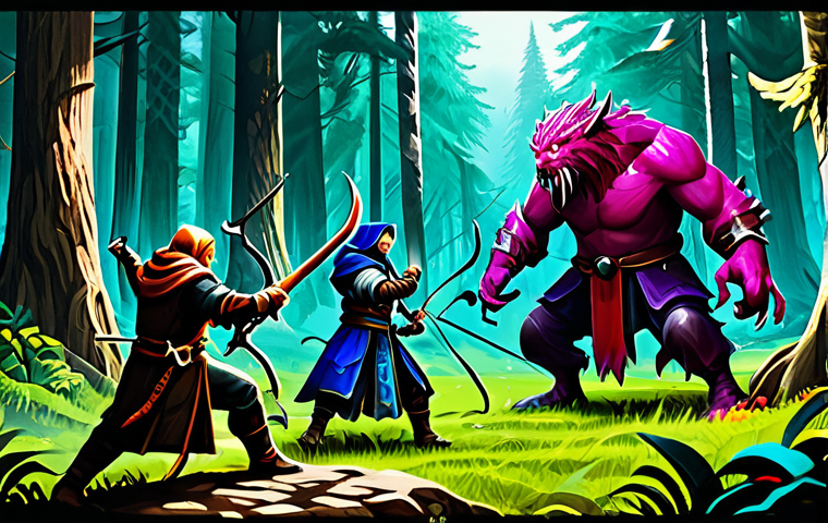 Dynamic World Event - Cooperative Monster Hunt**
"A group of diverse, fully-clothed adventurers (warriors, mages, archers) battling a large, fantastical monster in a vibrant, detailed forest environment. The characters are working together strategically, using various skills and abilities. Appropriate attire, safe for work, perfect anatomy, correct proportions, dynamic action pose, well-formed hands, proper finger count, fantasy art, high quality, professional illustration, digital painting. Family-friendly."
**