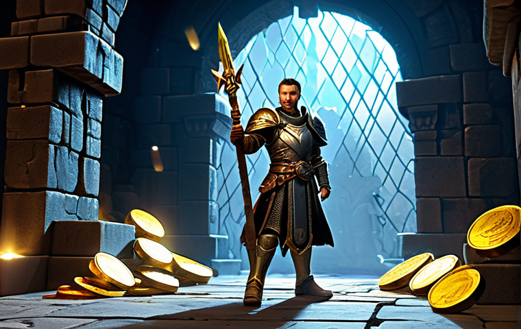 **
"A determined warrior, fully clothed in shining, practical armor, stands victorious atop a challenging dungeon entrance. A shimmering portal of light is behind them. Gold coins and rare crafting materials float in the air. The scene is illuminated with dynamic lighting. They hold a newly acquired, powerful weapon, clearly benefiting from a successful diamond investment in premium dungeon access. Perfect anatomy, well-formed hands, natural pose, appropriate attire, professional, family-friendly, safe for work, appropriate content."
**