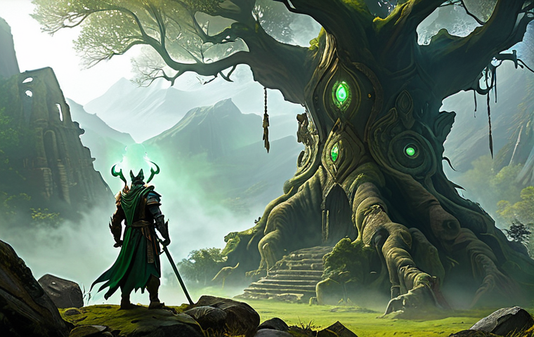 Guardian Spirit of the Forgotten Valley**
"A fully clothed warrior stands triumphantly in a misty, monster-filled valley, holding a glowing, ethereal Guardian Spirit pet (earth element themed, greens and browns). The pet is small and hovering, radiating a protective aura. Background shows ancient ruins and gnarled trees. Appropriate attire, safe for work, perfect anatomy, correct proportions, natural pose, professional fantasy illustration, high quality, well-formed hands, proper finger count, family-friendly, fantasy art."
**