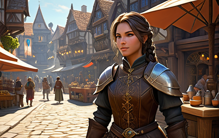 리니지 아이템 거래 주의사항 - **Prompt: Vigilant Trader in a Bustling Lineage Marketplace**
A fully clothed, diligent female f...