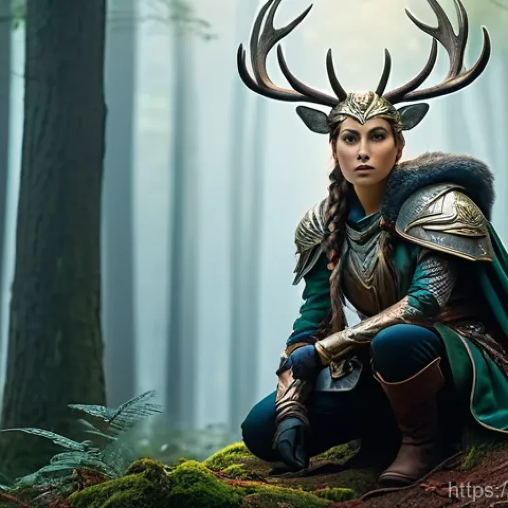 리니지 보스 타이밍 공유 - A female fantasy adventurer, dressed in practical, layered leather armor and sturdy boots, with a ut...