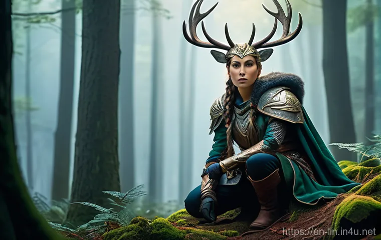 리니지 보스 타이밍 공유 - A female fantasy adventurer, dressed in practical, layered leather armor and sturdy boots, with a ut...