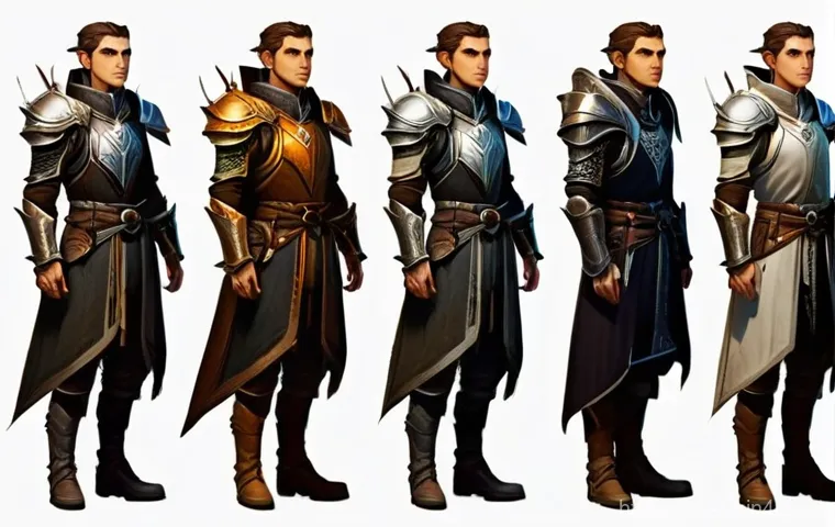 리니지 초보자를 위한 로드맵 - **Prompt:** A young human adventurer, male or female, stands at a magical character selection portal...