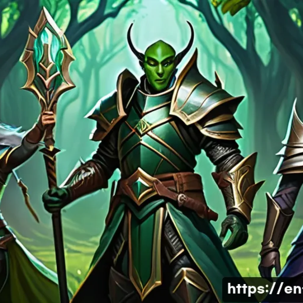 리니지 클래식 서버 생존법 - A small party of three diverse Lineage Classic adventurers, consisting of a human fighter clad in st...