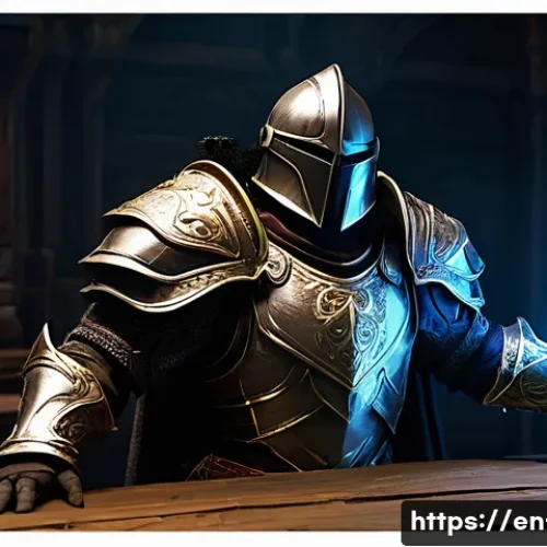 Home 30 리니지 장비 업그레이드 재료 - **Prompt:** A brave adventurer, clad in sturdy, intricate fantasy armor covering their entire body, ...