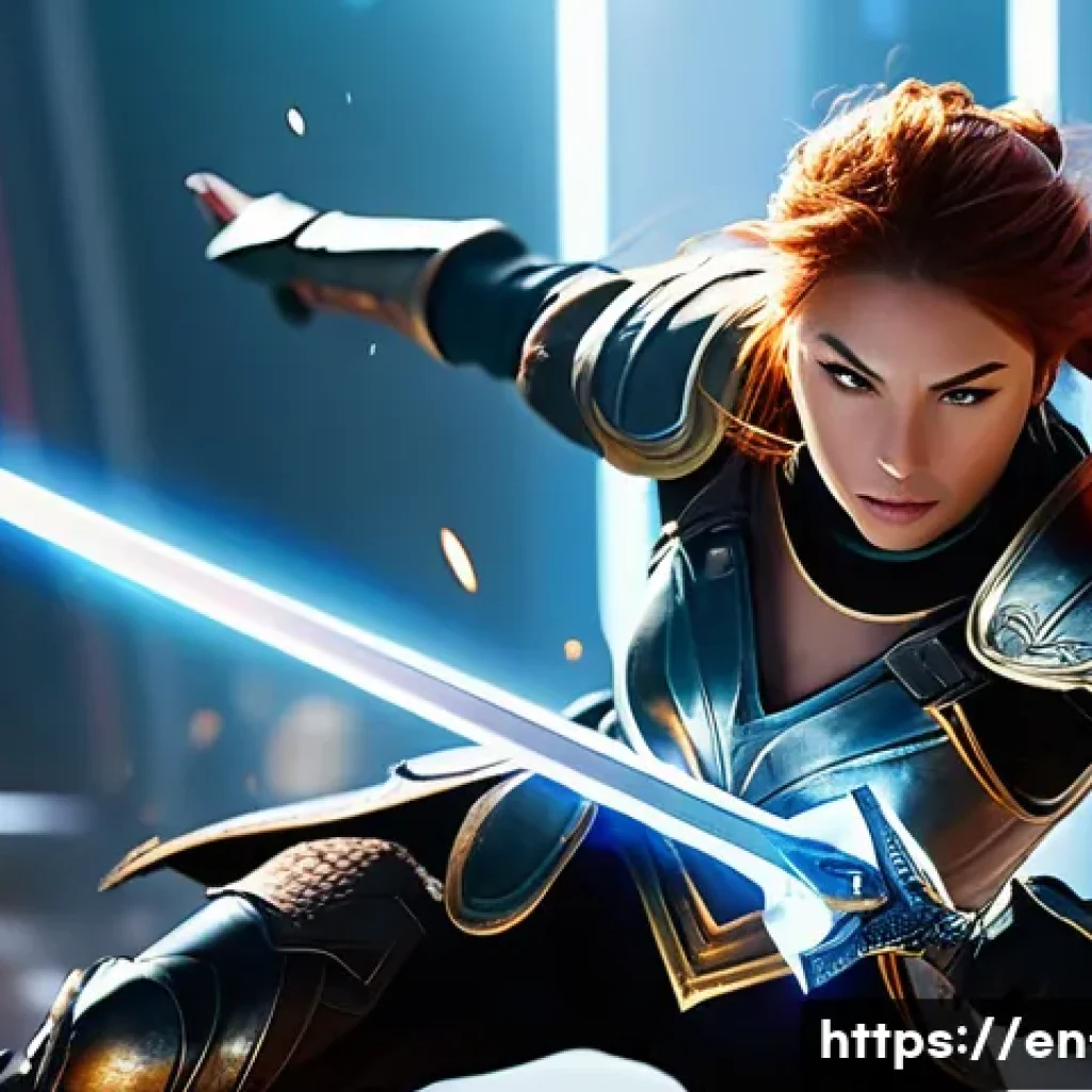리니지 패치 예상과 소식 - A dynamic fantasy battle scene featuring a female warrior in sleek, intricately designed armor perfo...