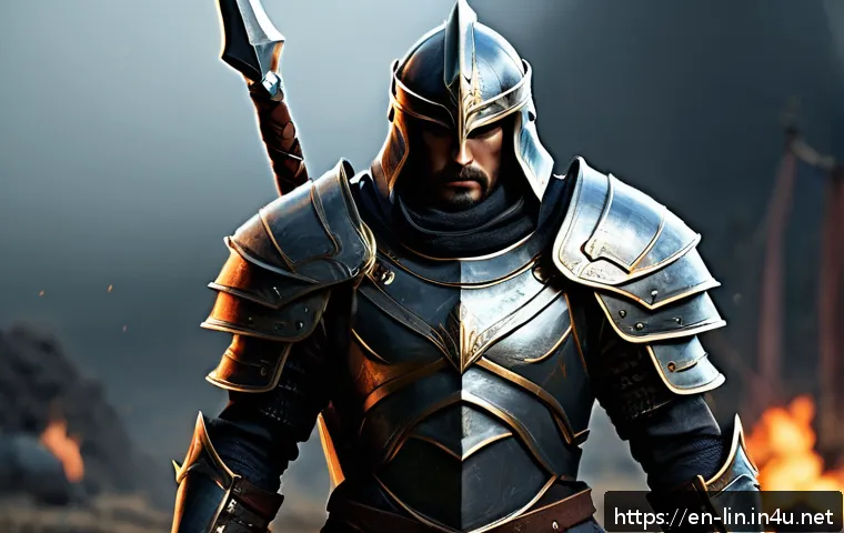 리니지 최적의 스탯 분배 - A dynamic fantasy warrior character standing confidently on a rugged battlefield, wearing intricatel...